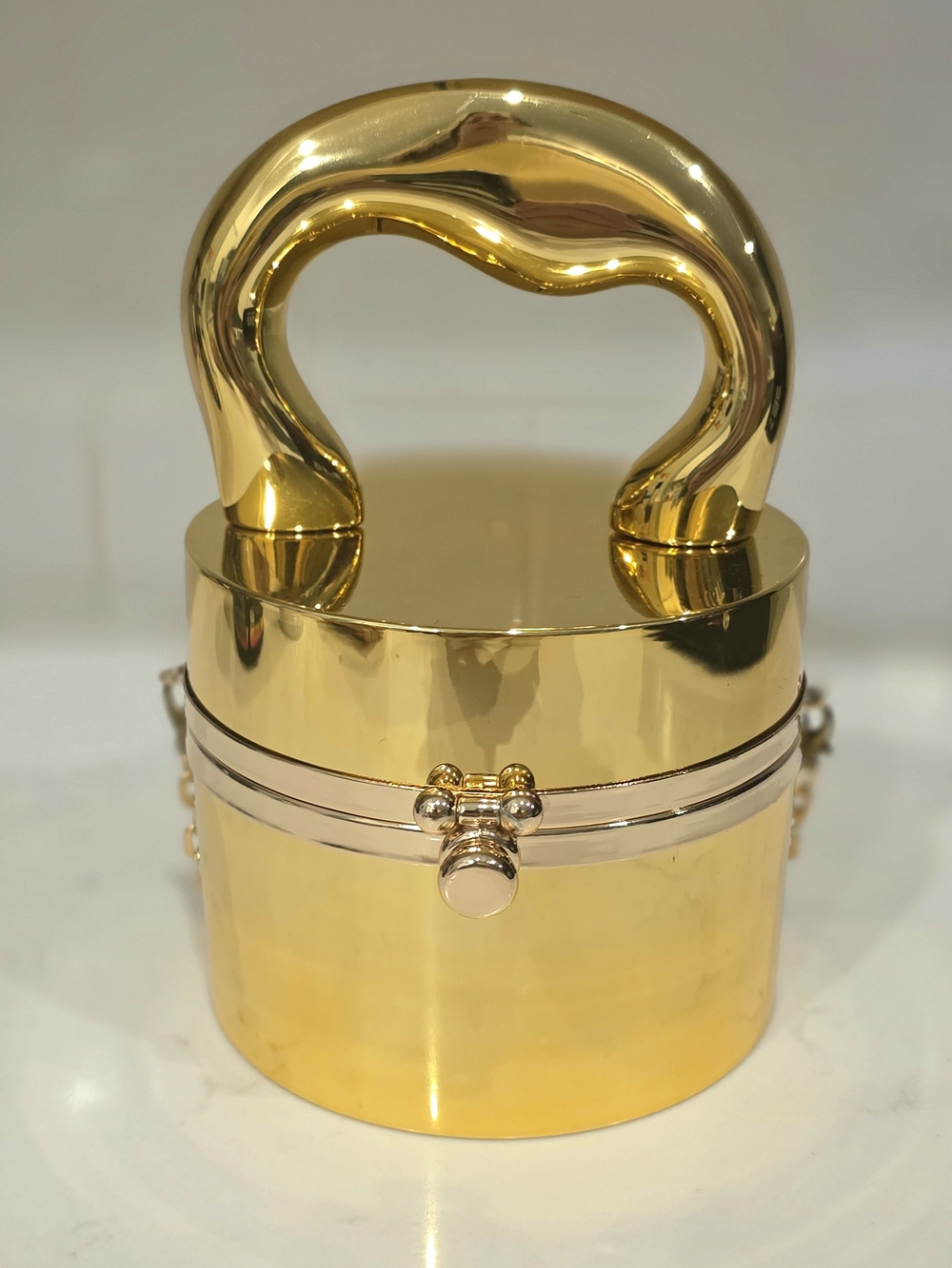 Haute Sauce The Caldera Gloss Bucket Bag - California Gold Acrylic Drum Clutch